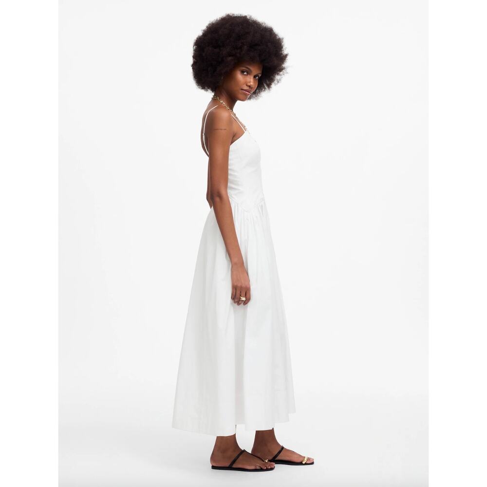 Madewell Poplin Seamed Maxi Dress A Line Minimalist Cotton White US 8 NWT - Picture 3 of 14